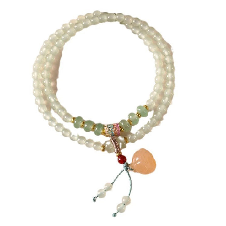 Bracelet porte-bonheur en bambou Buddha Stones et cercles multiples, aventurine naturelle, gousses de lotus en verre