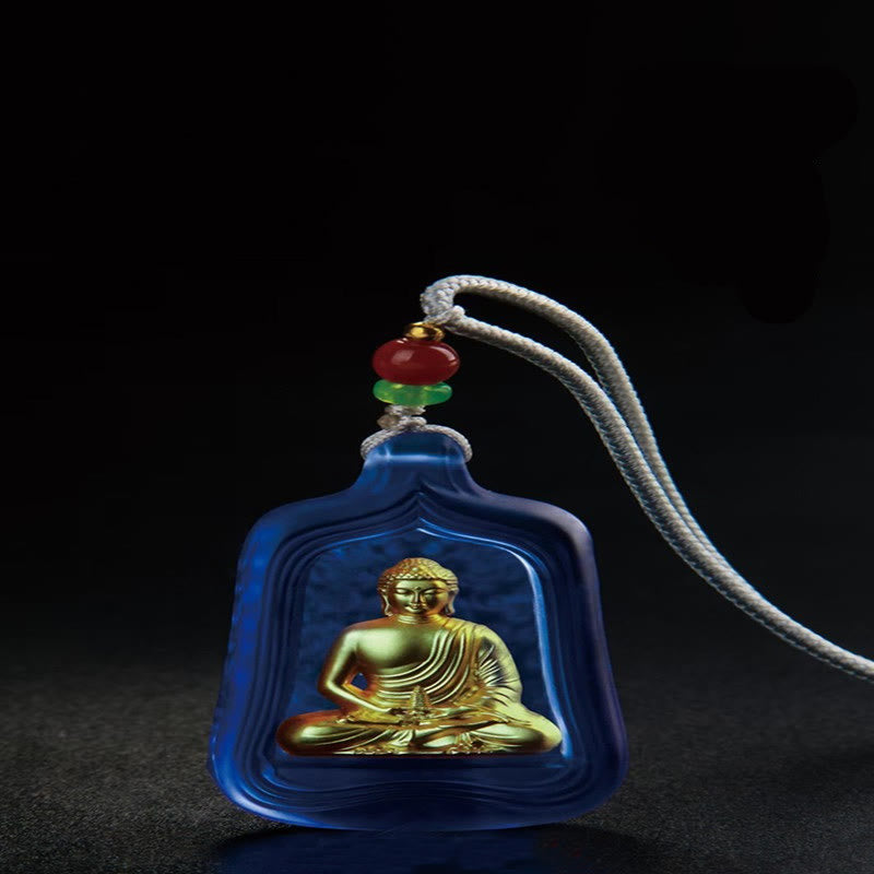 Collier pendentif Buddha Stones de Bouddha et pendentif de sérénité et de compassion - Corde bleue du Bouddha de la médecine - image 3