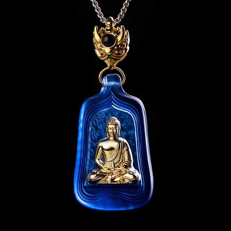 Collier pendentif Buddha Stones de Bouddha et pendentif de sérénité et de compassion - Chaîne du Bouddha de la Médecine Bleue - image 1