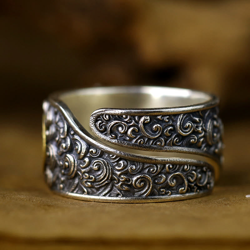 Bague ajustable en argent sterling 925 avec pièce de cuivre PiXiu et Buddha Stones , en laiton, pour la richesse et la chance - image 3