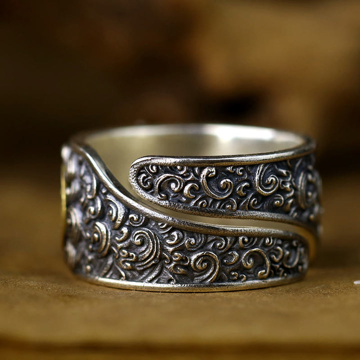 Bague ajustable en argent sterling 925 avec pièce de cuivre PiXiu et Buddha Stones , en laiton, pour la richesse et la chance - image 3