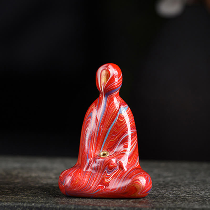 Mini Buddha Stones sans forme en bois d'ébène laqué, porte-encens artisanal pour la paix, décoration