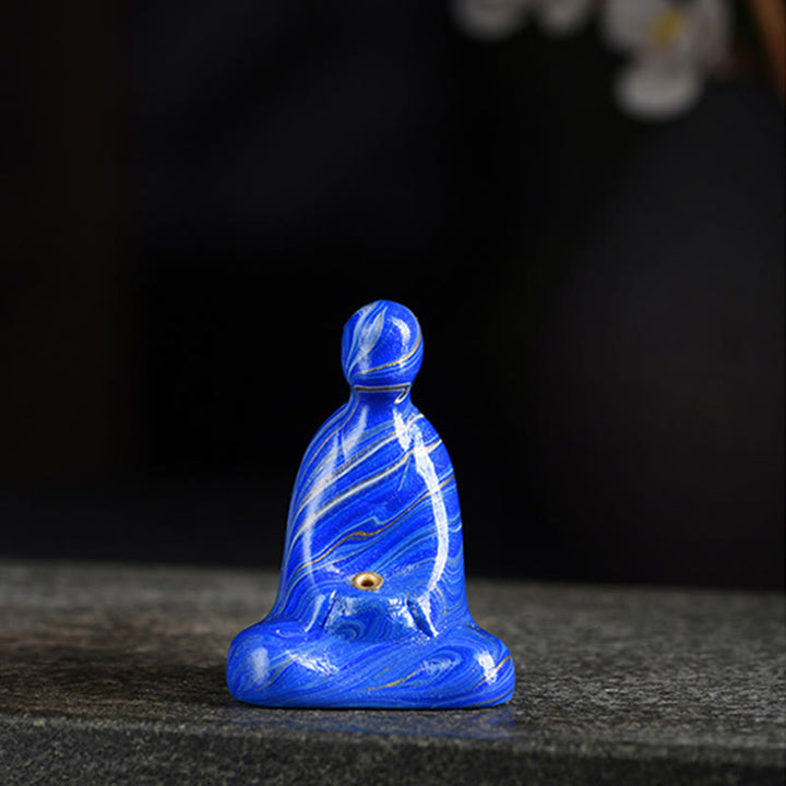 Mini Buddha Stones sans forme en bois d'ébène laqué, porte-encens artisanal pour la paix, décoration - Bleu (couleur bleue aléatoire) - image 10