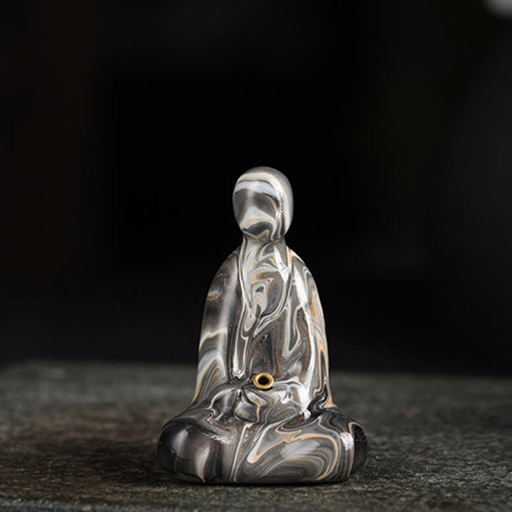Mini Buddha Stones sans forme en bois d'ébène laqué, porte-encens artisanal pour la paix, décoration - Gris (couleur grise aléatoire) - image 16