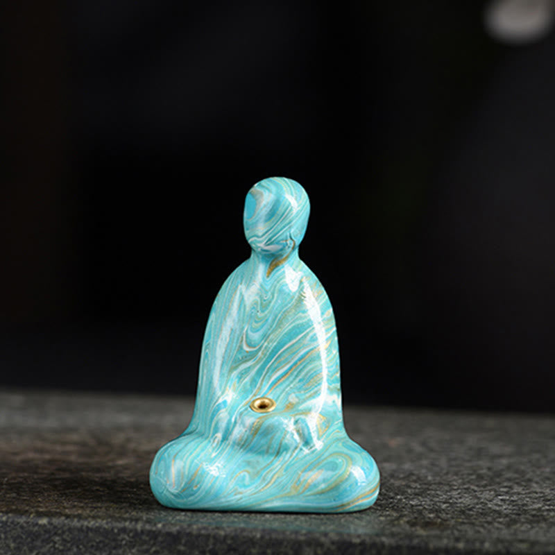 Mini Buddha Stones sans forme en bois d'ébène laqué, porte-encens artisanal pour la paix, décoration