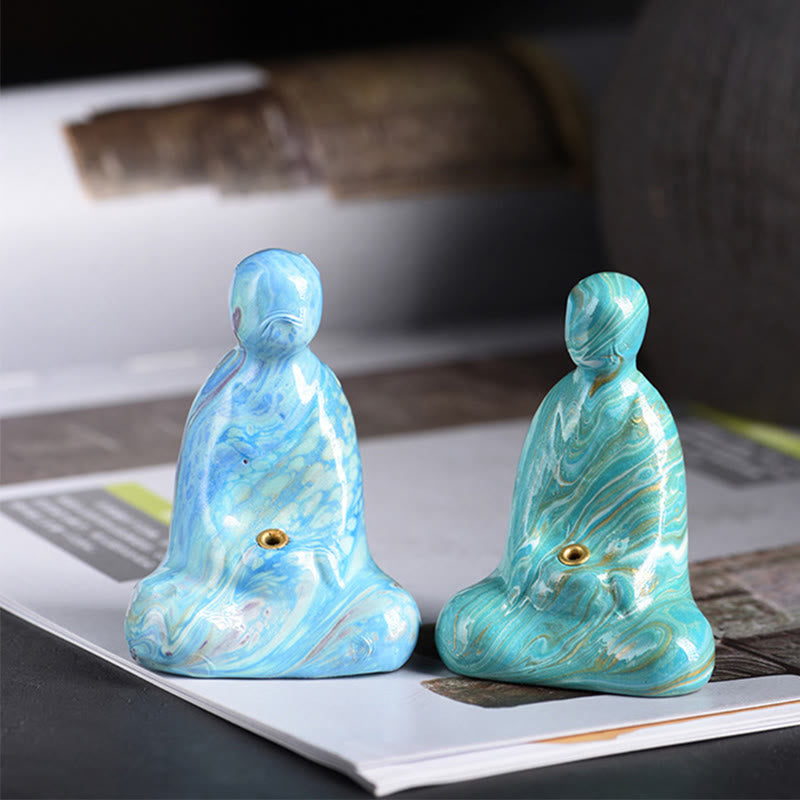 Mini Buddha Stones sans forme en bois d'ébène laqué, porte-encens artisanal pour la paix, décoration