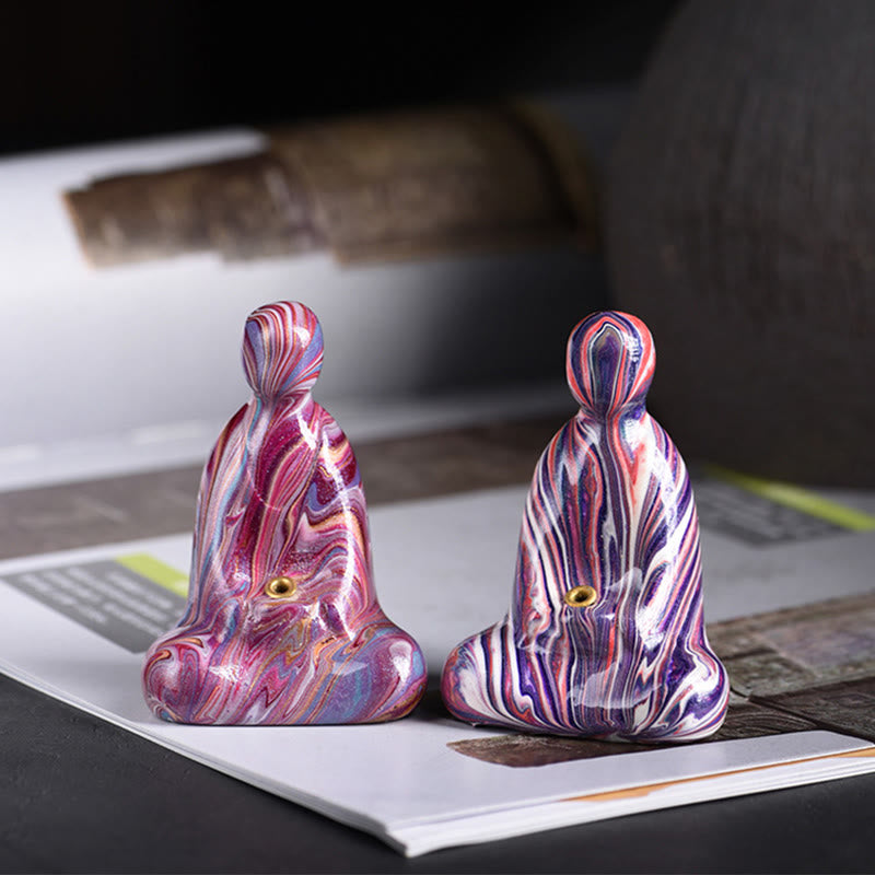 Mini Buddha Stones sans forme en bois d'ébène laqué, porte-encens artisanal pour la paix, décoration