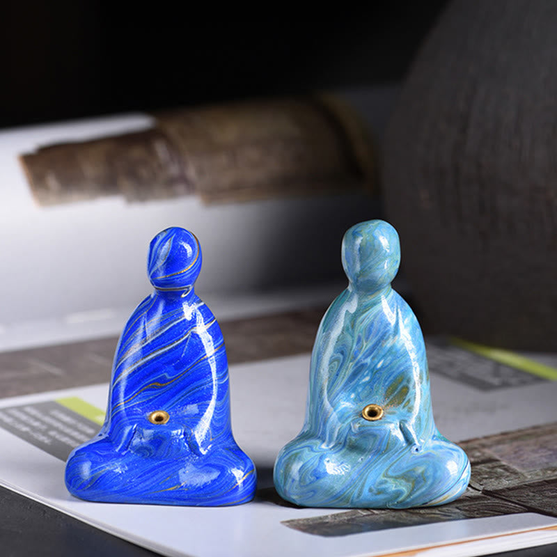 Mini Buddha Stones sans forme en bois d'ébène laqué, porte-encens artisanal pour la paix, décoration