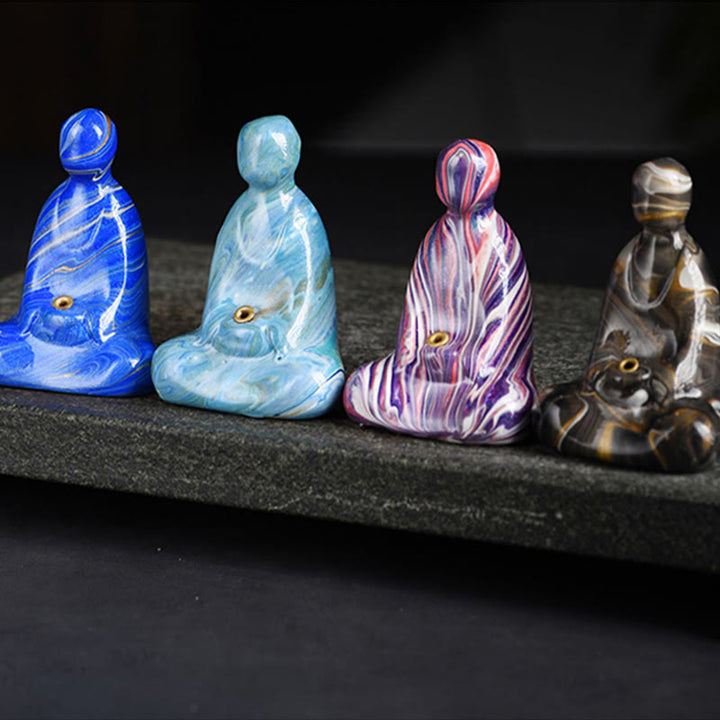 Mini Buddha Stones sans forme en bois d'ébène laqué, porte-encens artisanal pour la paix, décoration - image 18