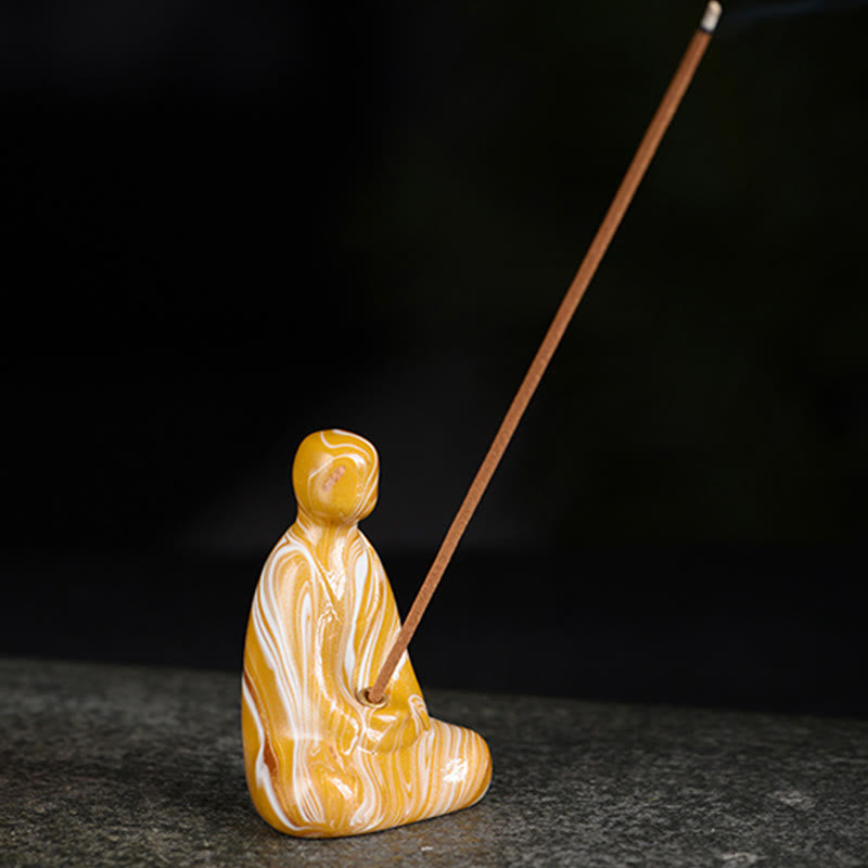 Mini Buddha Stones sans forme en bois d'ébène laqué, porte-encens artisanal pour la paix, décoration