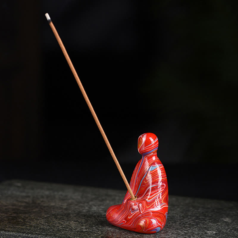 Mini Buddha Stones sans forme en bois d'ébène laqué, porte-encens artisanal pour la paix, décoration