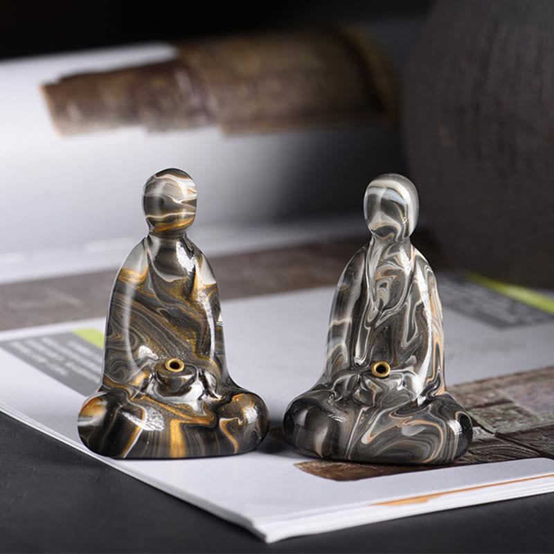 Mini Buddha Stones sans forme en bois d'ébène laqué, porte-encens artisanal pour la paix, décoration - image 17