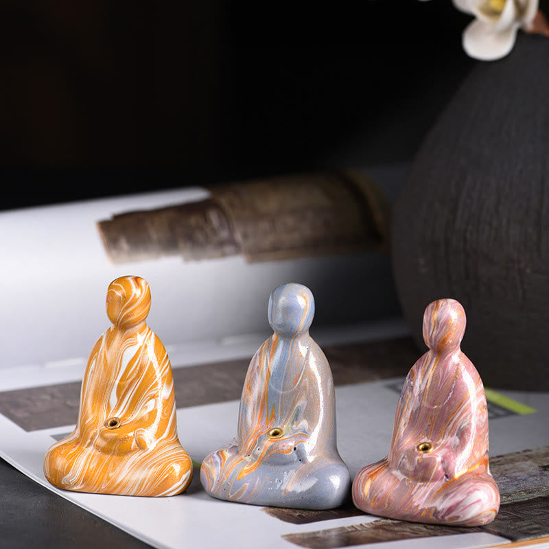 Mini Buddha Stones sans forme en bois d'ébène laqué, porte-encens artisanal pour la paix, décoration - image 0