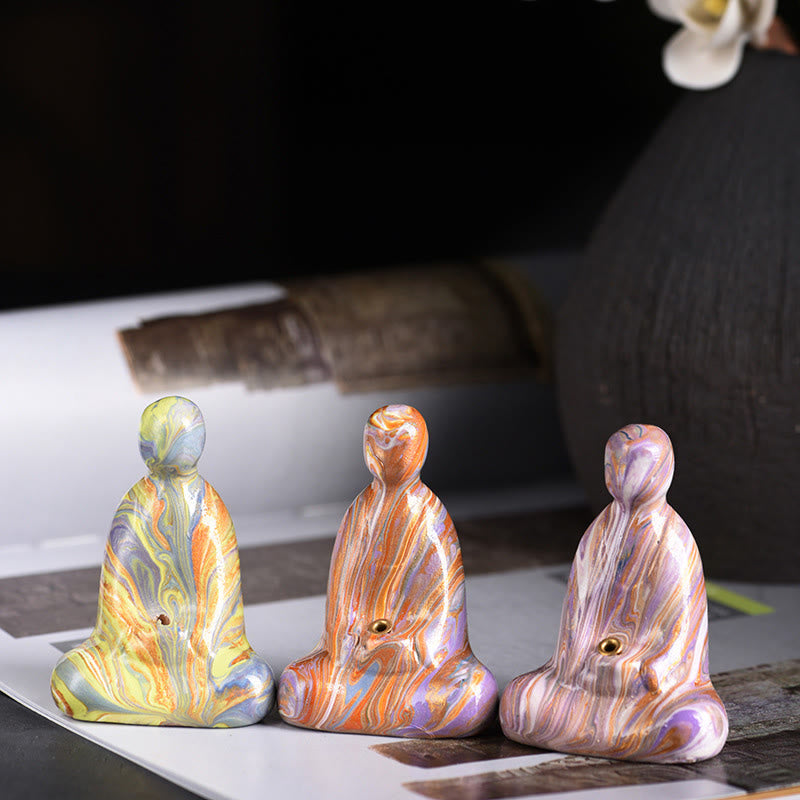 Mini Buddha Stones sans forme en bois d'ébène laqué, porte-encens artisanal pour la paix, décoration - image 20