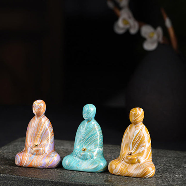 Mini Buddha Stones sans forme en bois d'ébène laqué, porte-encens artisanal pour la paix, décoration