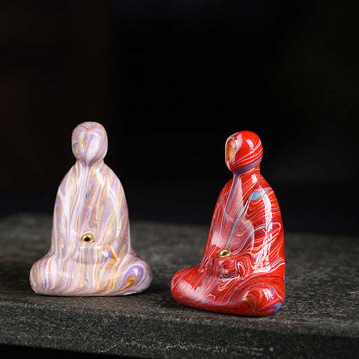 Mini Buddha Stones sans forme en bois d'ébène laqué, porte-encens artisanal pour la paix, décoration