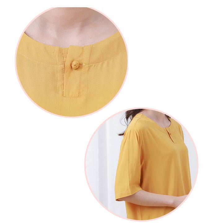 Ensemble 2 pièces en coton pour femme, motif Buddha Stones, couleur unie, boutons grenouille, col ras du cou, manches mi-longues, taille élastique, pantalon, méditation, zen, tai-chi