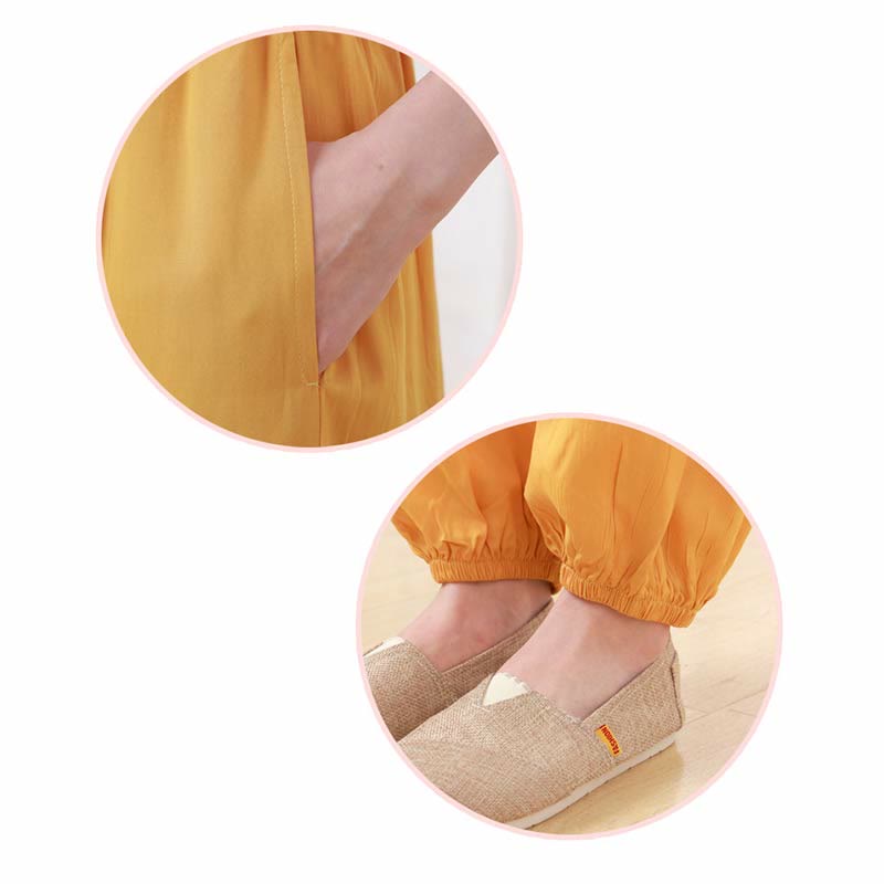 Ensemble 2 pièces en coton pour femme, motif Buddha Stones, couleur unie, boutons grenouille, col ras du cou, manches mi-longues, taille élastique, pantalon, méditation, zen, tai-chi - image 13