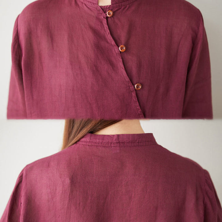 Ensemble décontracté 2 pièces Buddha Stones pour femme : chemise unie à manches trois-quarts et col en biais, pantalon large avec poches, idéal pour la méditation, le zen et le tai-chi. - image 14