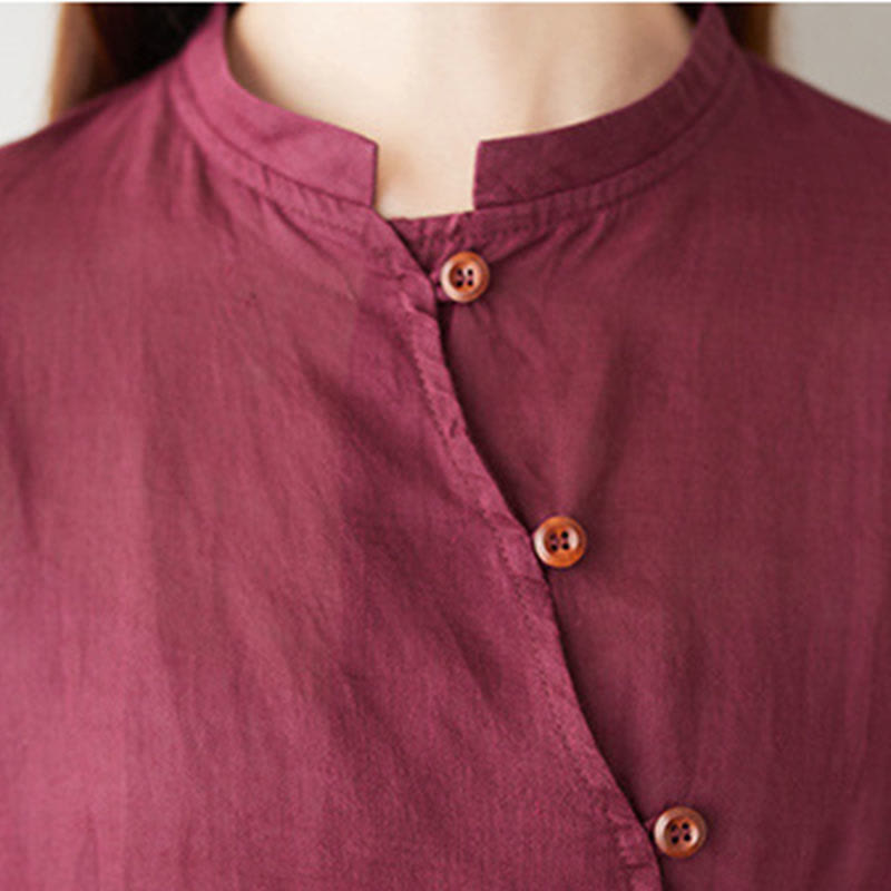 Ensemble décontracté 2 pièces Buddha Stones pour femme : chemise unie à manches trois-quarts et col en biais, pantalon large avec poches, idéal pour la méditation, le zen et le tai-chi. - image 9