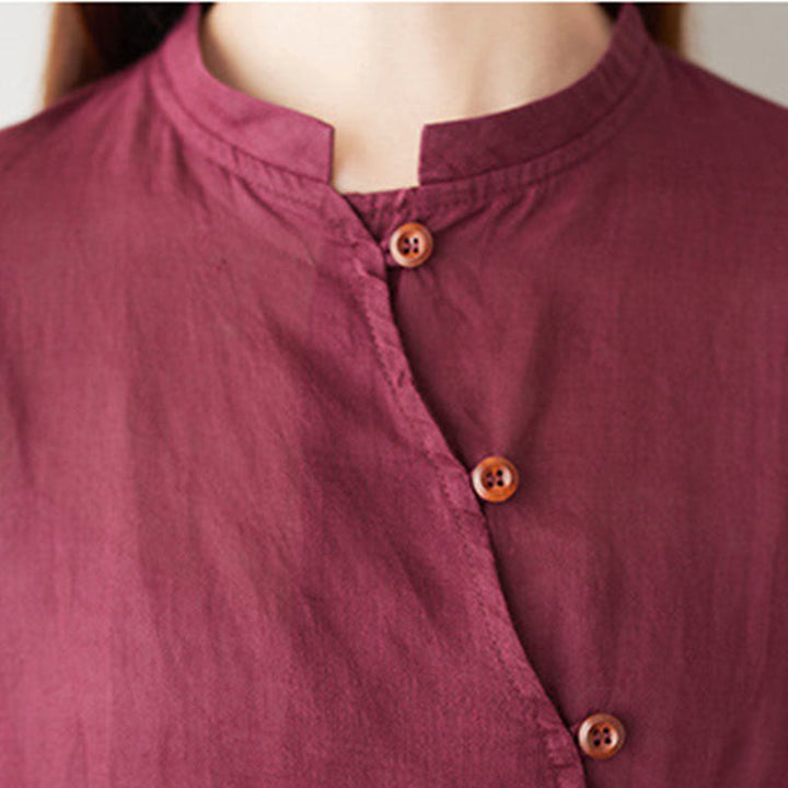 Ensemble décontracté 2 pièces Buddha Stones pour femme : chemise unie à manches trois-quarts et col en biais, pantalon large avec poches, idéal pour la méditation, le zen et le tai-chi. - image 9