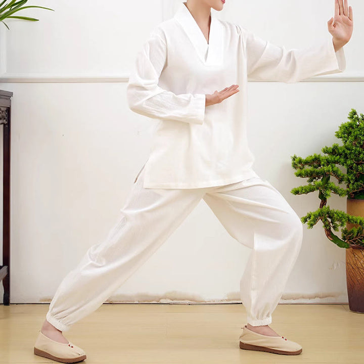 Ensemble 2 pièces décontracté à manches longues et jupe froissée avec poches, motif Buddha Stones, vêtements de méditation zen et tai-chi pour femmes - image 9