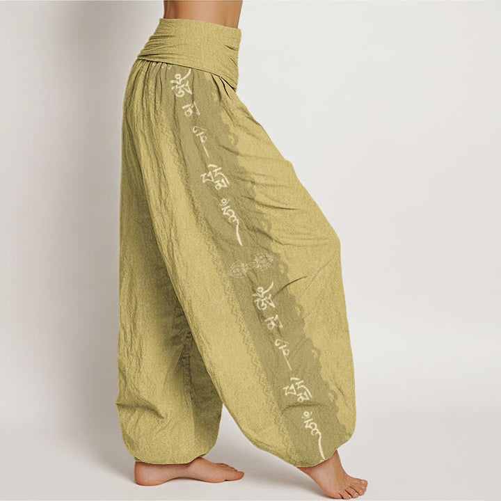 Pantalon harem à taille élastique pour femme, en coton, motif Om Mani Padme Hum et Buddha Stones - image 9