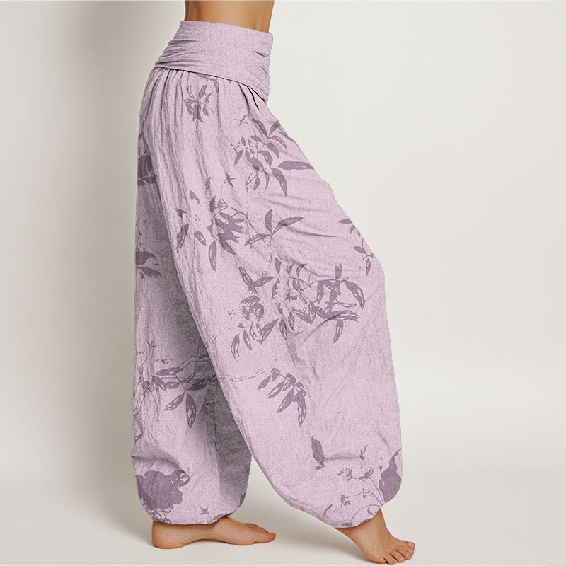 Pantalon sarouel à taille élastique pour femme, motif branches de Buddha Stones en pur coton - image 12