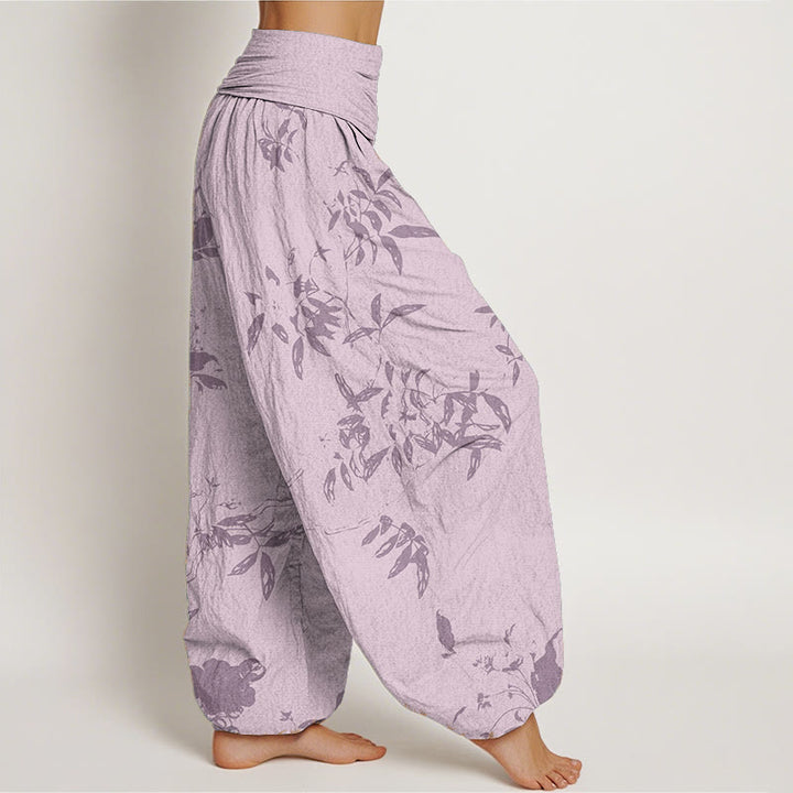 Pantalon sarouel à taille élastique pour femme, motif branches de Buddha Stones en pur coton - image 12