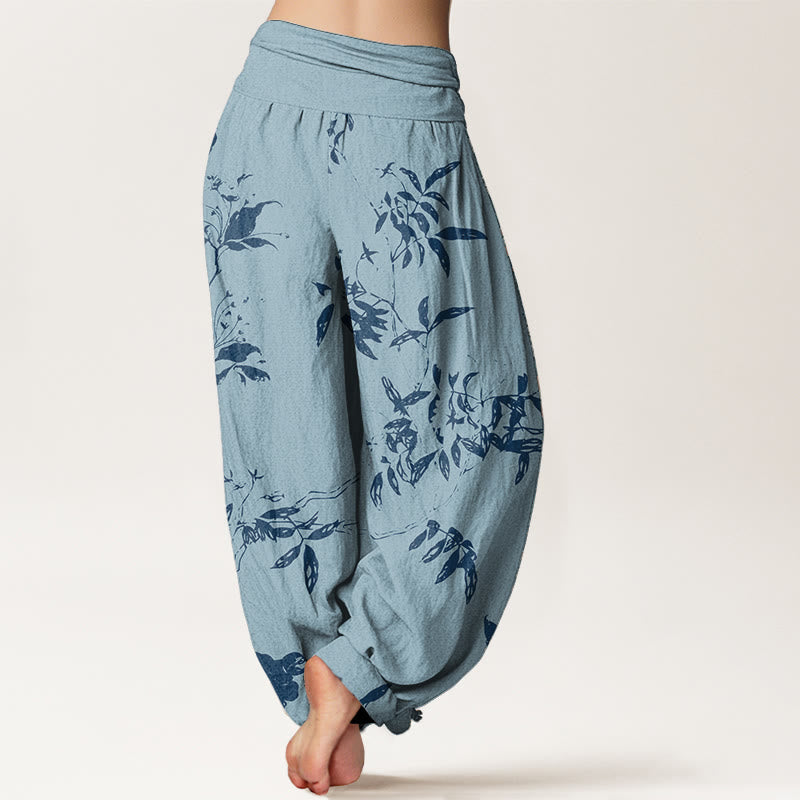 Pantalon sarouel à taille élastique pour femme, motif branches de Buddha Stones en pur coton - image 8