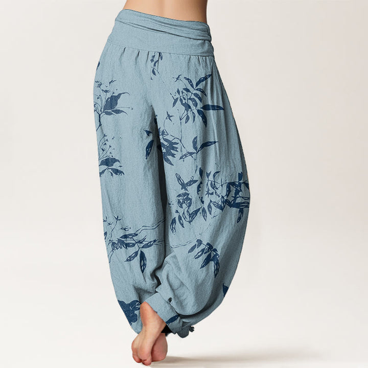 Pantalon sarouel à taille élastique pour femme, motif branches de Buddha Stones en pur coton - image 8