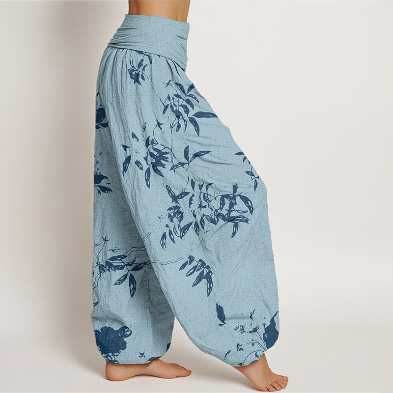 Pantalon sarouel à taille élastique pour femme, motif branches de Buddha Stones en pur coton - image 9