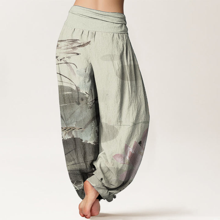 Pantalon Buddha Stones de lotus et oiseaux