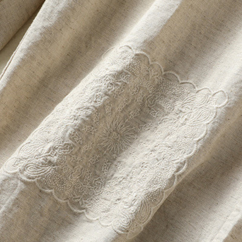 Pantalon Buddha Stones en coton et lin pour femme, style décontracté, vintage, avec broderies et motifs cachemire, avec poches - image 15
