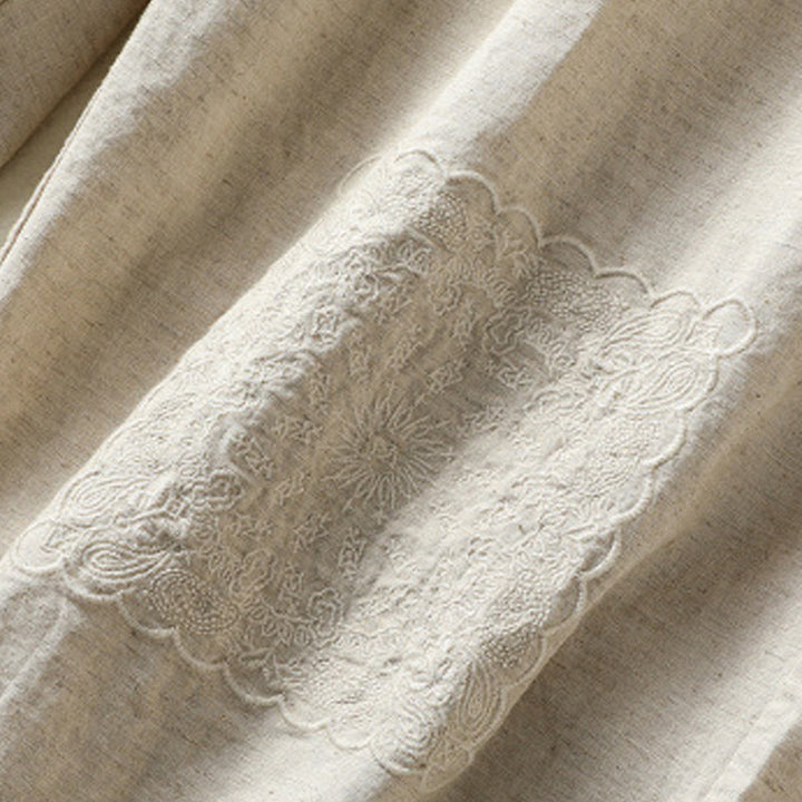 Pantalon Buddha Stones en coton et lin pour femme, style décontracté, vintage, avec broderies et motifs cachemire, avec poches - image 15