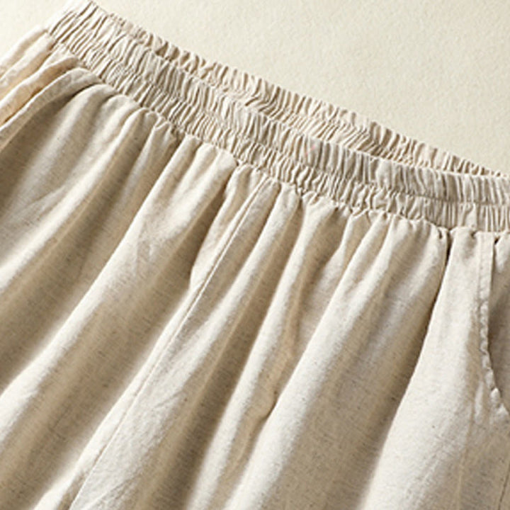 Pantalon Buddha Stones en coton et lin pour femme, style décontracté, vintage, avec broderies et motifs cachemire, avec poches - image 9