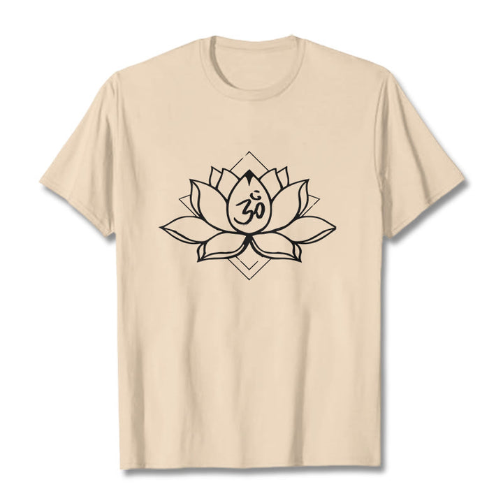 T-shirt en coton à motif sanskrit Buddha Stones et Lotus en fleurs Om - Bisque - 2XL - image 8