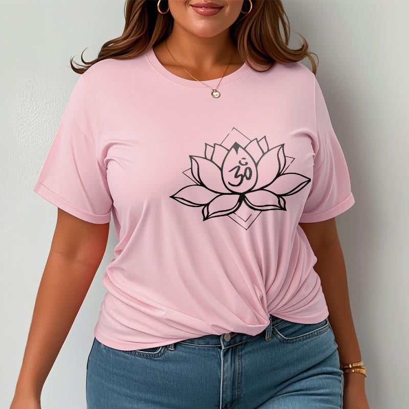 T-shirt en coton à motif sanskrit Buddha Stones et Lotus en fleurs Om - image 14