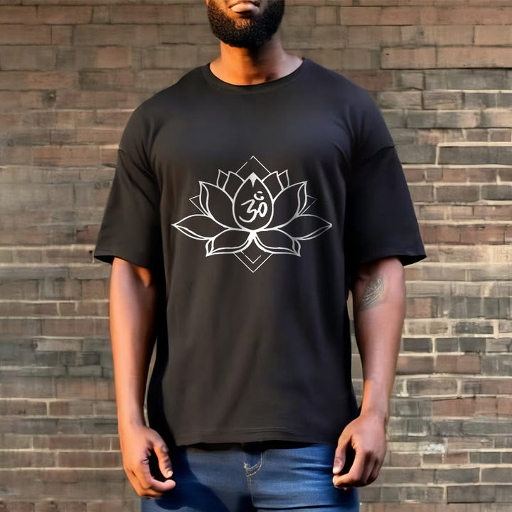 T-shirt en coton à motif sanskrit Buddha Stones et Lotus en fleurs Om - image 3