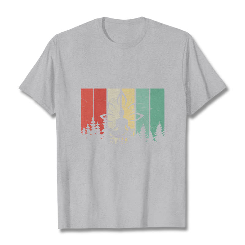 T-shirt en coton avec motif d'ombre représentant une statue de Buddha Stones en méditation en position du lotus - Gris clair - 2XL - image 20