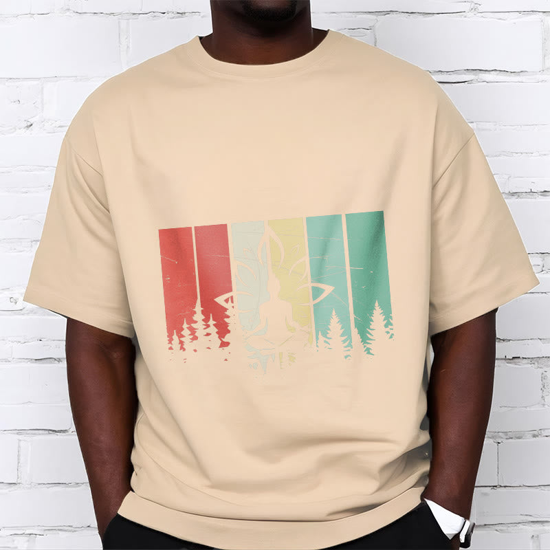 T-shirt en coton avec motif d'ombre représentant une statue de Buddha Stones en méditation en position du lotus - image 9