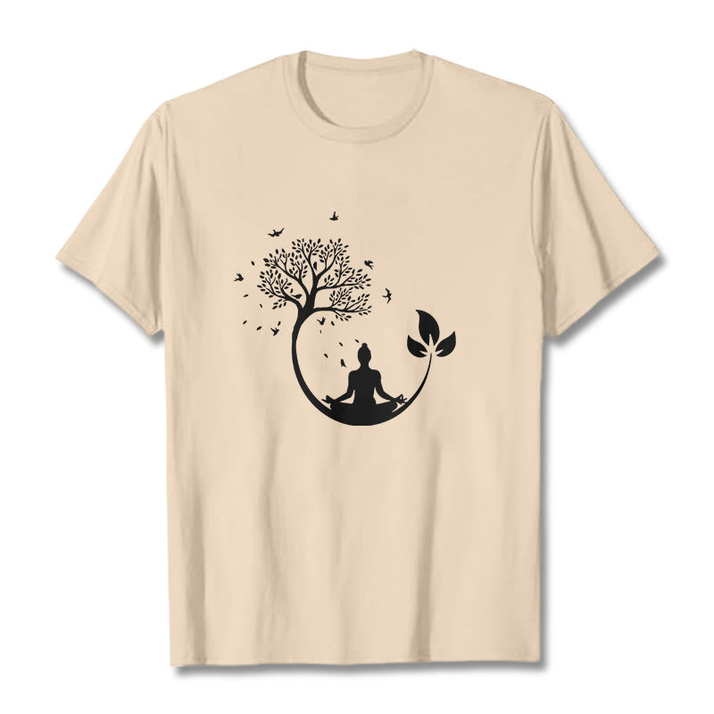 T-shirt en coton Buddha Stones méditant dans un arbre - Bisque - 2XL - image 8