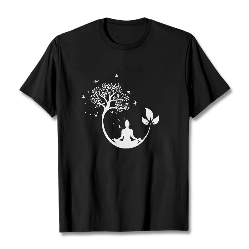 T-shirt en coton Buddha Stones méditant dans un arbre - Noir - 2XL - image 4