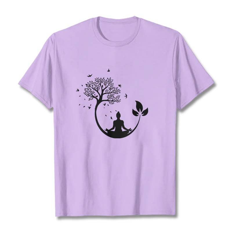 T-shirt en coton Buddha Stones méditant dans un arbre - Prune - 2XL - image 16