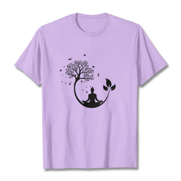 T-shirt en coton Buddha Stones méditant dans un arbre - Prune - 2XL - image 16