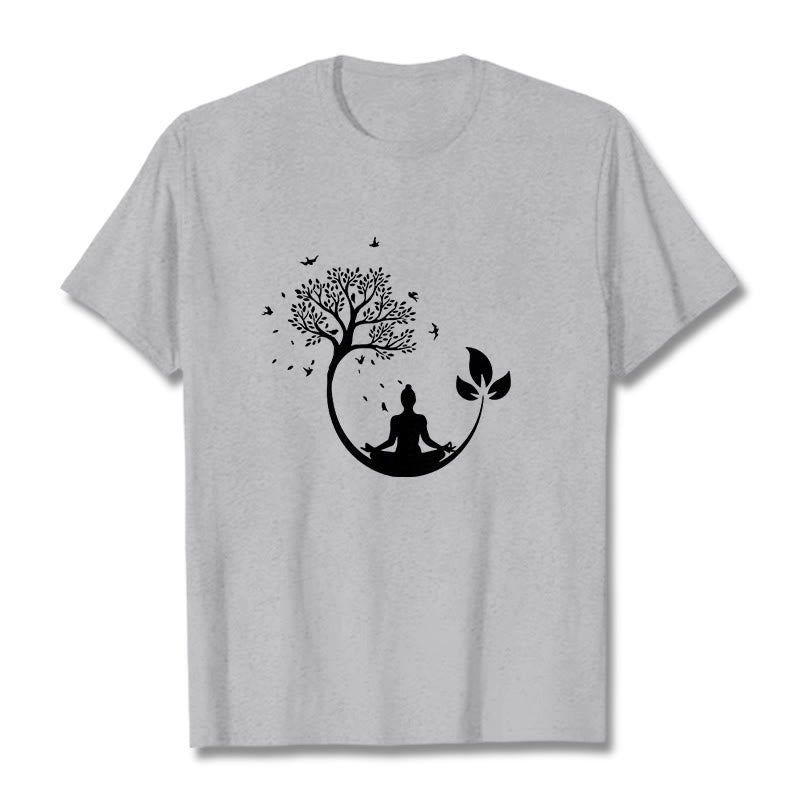 T-shirt en coton Buddha Stones méditant dans un arbre - Gris clair - 2XL - image 19