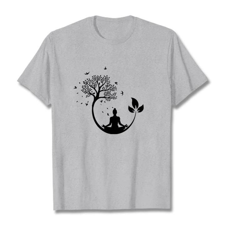T-shirt en coton Buddha Stones méditant dans un arbre - Gris clair - 2XL - image 19