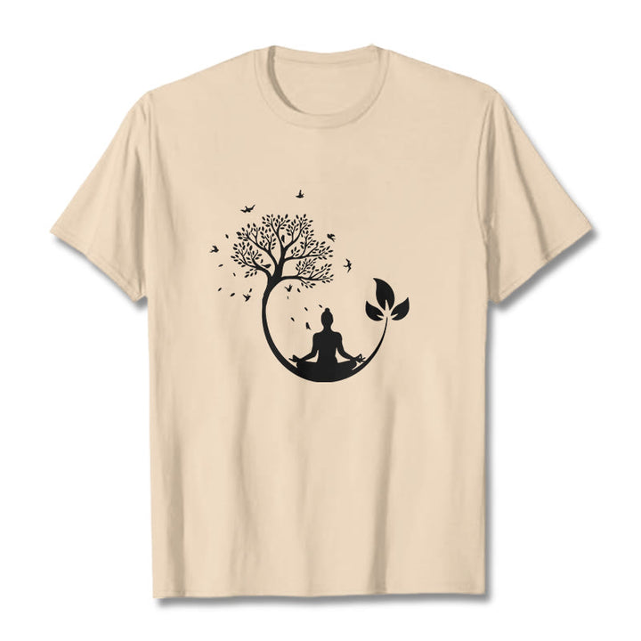 T-shirt en coton Buddha Stones méditant dans un arbre - Bisque - 2XL - image 9