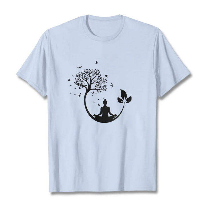 T-shirt en coton Buddha Stones méditant dans un arbre - Cyan clair - 2XL - image 18
