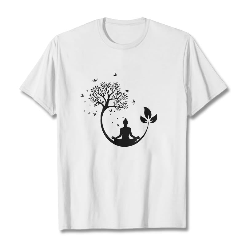 T-shirt en coton Buddha Stones méditant dans un arbre - Blanc - 2XL - image 1
